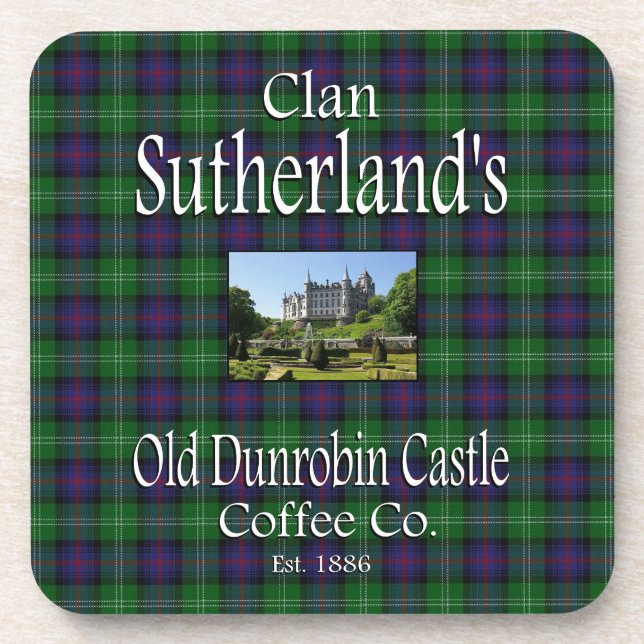 Posavasos El viejo Dunrobin Castle Coffee Co. de Clan Suther (Frente)