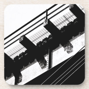 Posavasos El viejo puente de Portageville en blanco y negro