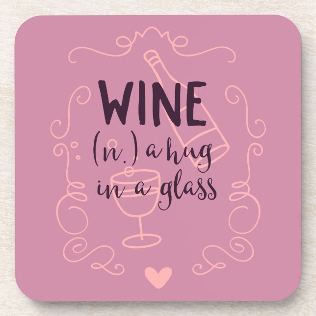 Posavasos El vino gracioso es un abrazo en un vaso (Frente)