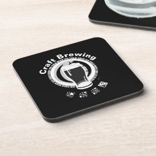 Posavasos Elaboración de la cerveza del arte, negro y blanco