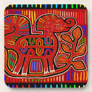 Posavasos Elefante bebé indio Kuna - Arte folclórico de Mola