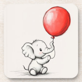 Posavasos Elefante bebé y el globo rojo