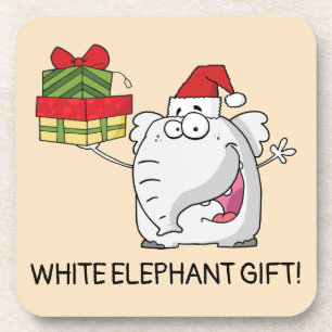 Posavasos Elefante blanco Santa Hat Regalos Personalizado
