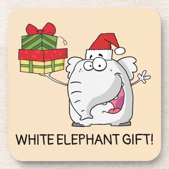 Posavasos Elefante blanco Santa Hat Regalos Personalizado (Frente)