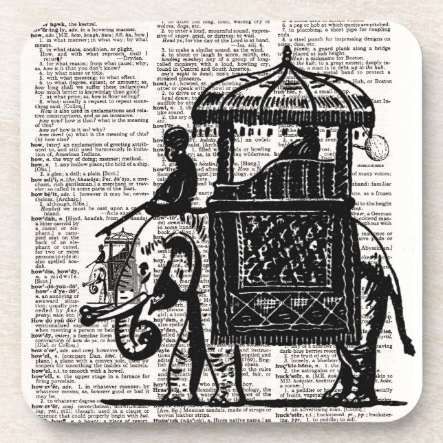 Posavasos Elefante con el arte del diccionario Howdah (Frente)