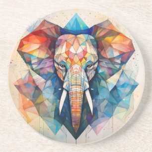 Posavasos Elefante de acuarela geométrica