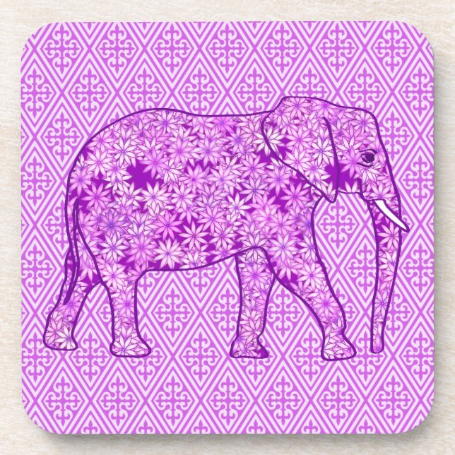 Posavasos elefante de flores - ametismo morado (Frente)