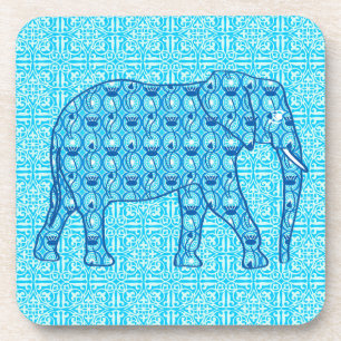 Posavasos Elefante de flores de Lotus - turquesa