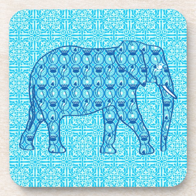 Posavasos Elefante de flores de Lotus - turquesa (Frente)