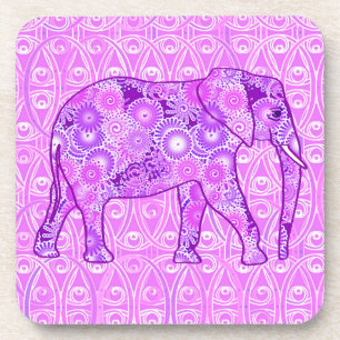 Posavasos Elefante de remolino fractal - púrpura y orquídea
