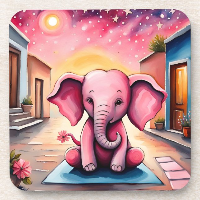 Posavasos Elefante de yoga (Frente)