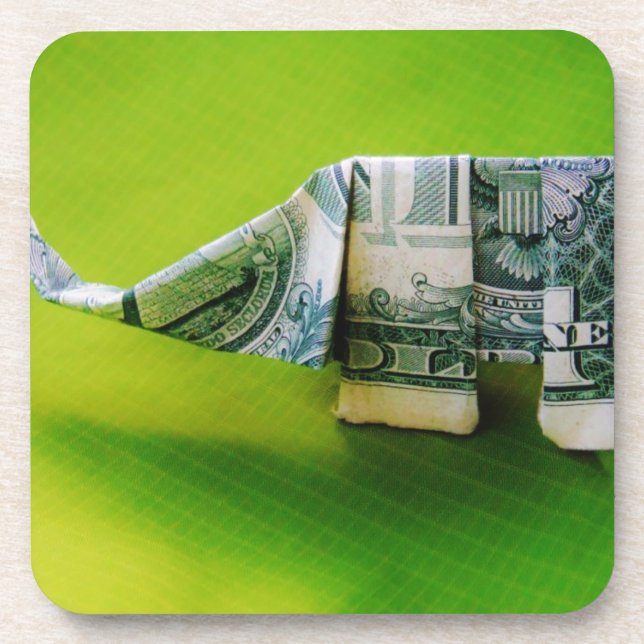 Posavasos Elefante del origami de la factura del dólar sobre (Frente)