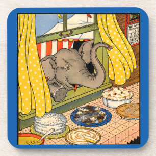 Posavasos elefante golpeando la cabeza por la ventana