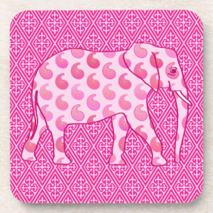 Posavasos Elefante paisley - rosa hielo y fucsia