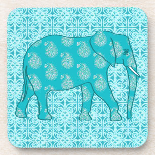 Posavasos Elefante paisley - turquesa y aqua