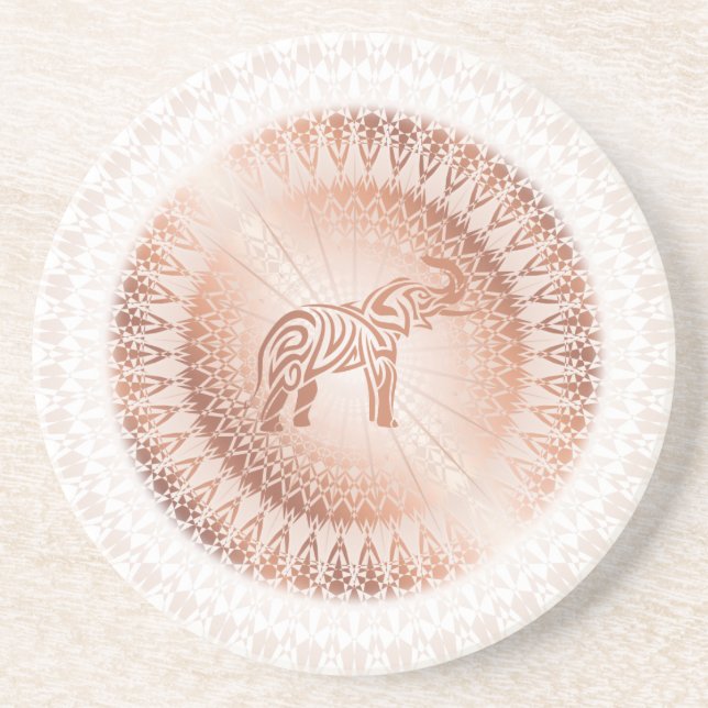Posavasos Elefante Rosa Gold Mandala (Frente)