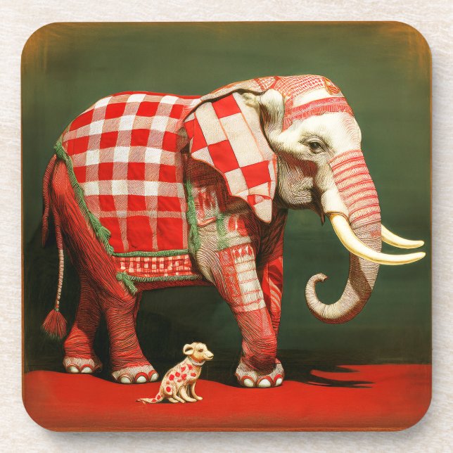 Posavasos Elefante Rosa Y Punto De Polka Chihuahua (Frente)