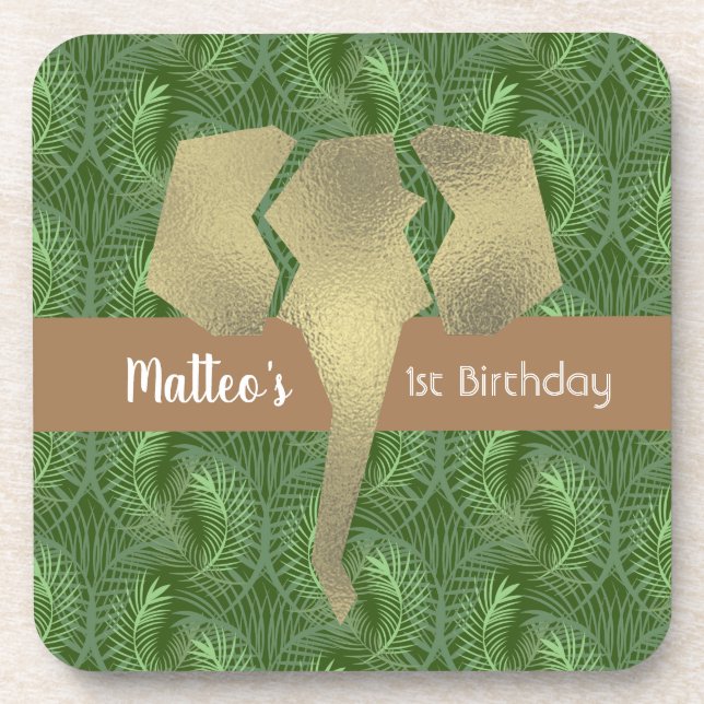 Posavasos Elefante tropical Safari Faux Greeneration (Frente)