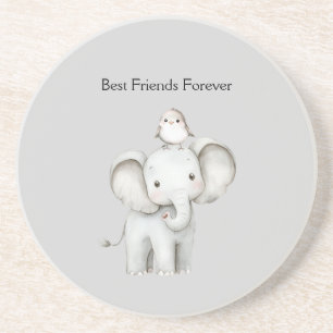 Posavasos Elefante y Ave Mejores Amigos
