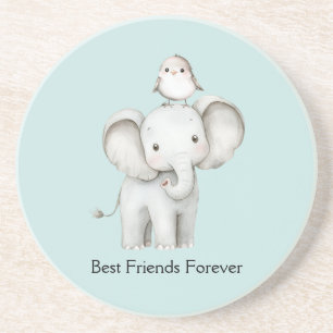Posavasos Elefante y Pájaro Mejores Amigos Menta