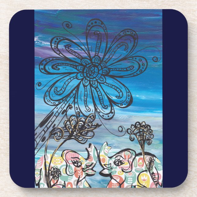 Posavasos Elefantes de la flor (Frente)