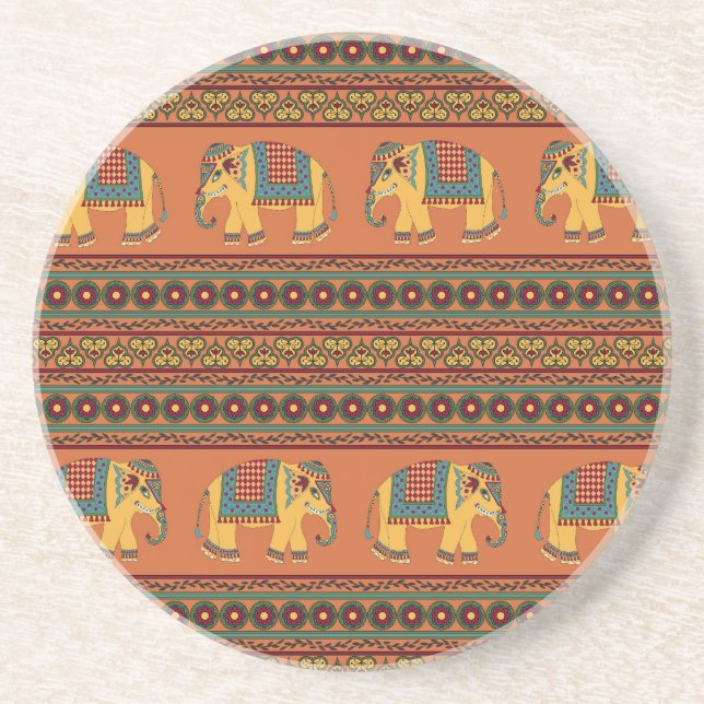Posavasos Elefantes Indios, Naranjas Tradicionales Sin Marea (Frente)