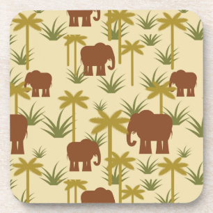 Posavasos Elefantes y palmas en camuflaje
