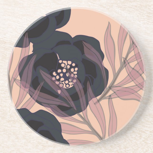 Posavasos Elegancia abstracta floral, fondo artístico. (Frente)