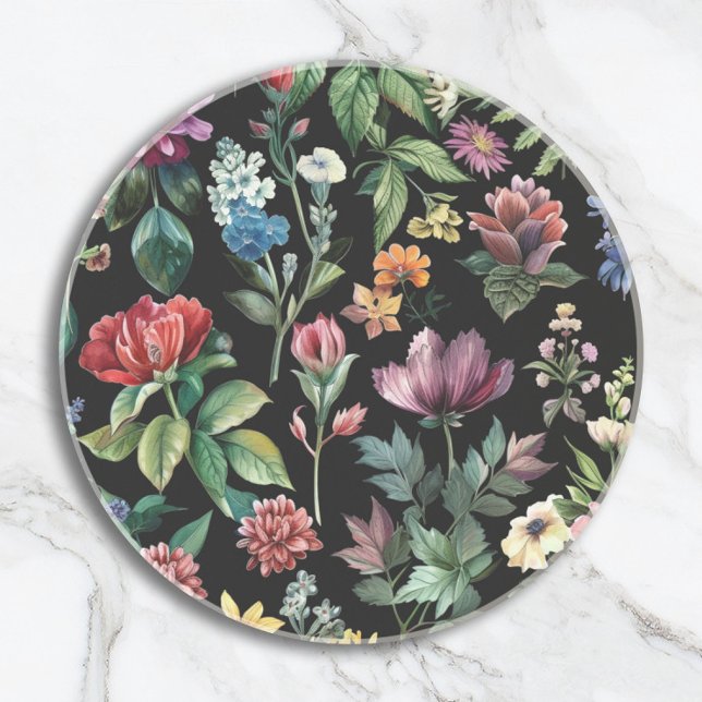 Posavasos Elegancia botánica vintage negro (Subido por el creador)