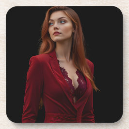 Posavasos Elegancia deslumbrante: un retrato rojo gótico