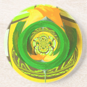 Posavasos Elegancia dorada: bello arte rosa amarillo african