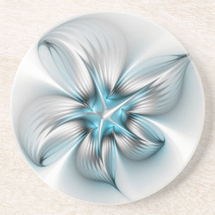 Posavasos Elegancia floral arte fractal abstracto azul moder