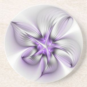 Posavasos Elegancia floral moderna arte abstracto violeta fr