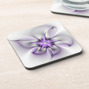 Posavasos Elegancia floral moderna arte abstracto violeta fr