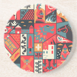 Posavasos Elegancia medieval: diseño de patrones sin foco