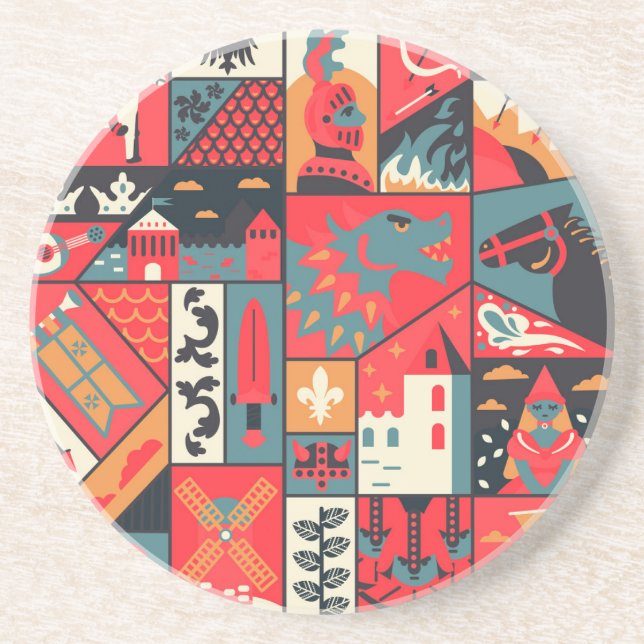 Posavasos Elegancia medieval: diseño de patrones sin foco (Frente)