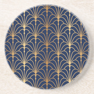 Posavasos Elegancia oriental: Patrón de fanáticos dorados