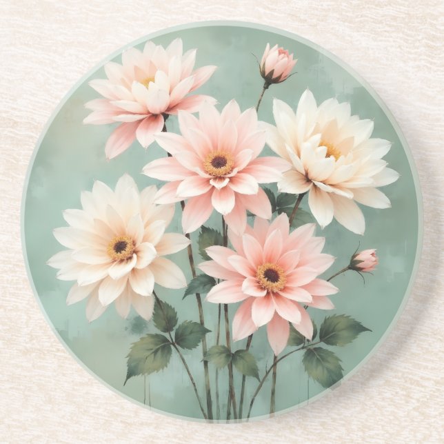 Posavasos Elegant Blush Chrysanthemum Art (Frente)