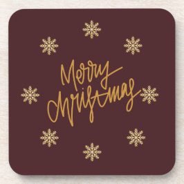 Posavasos Elegant Burgundy & Gold Merry Christmas