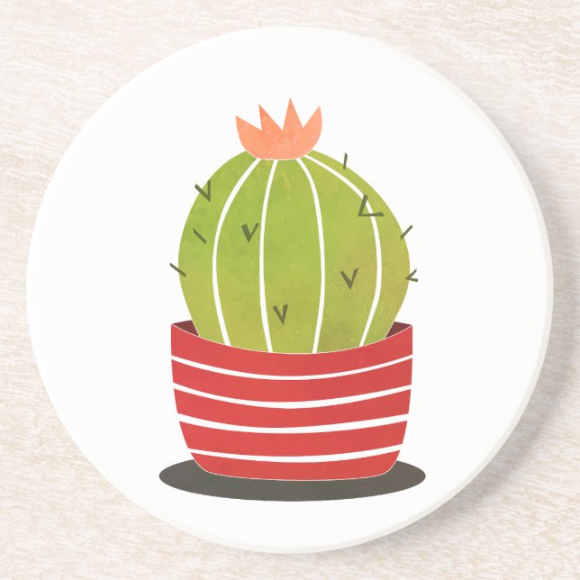 Posavasos ELEGANT Cactus en un pote mínimo poster de arte (Frente)