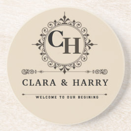 Posavasos Elegant calligraphic initials monogram wedding 