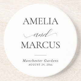 Posavasos Elegant Classic Script Calligraphy Wedding