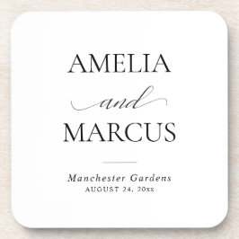 Posavasos Elegant Classic Script Calligraphy Wedding