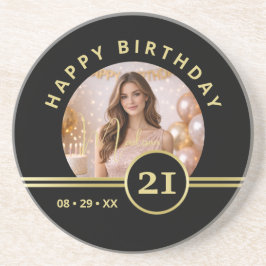 Posavasos Elegant Gold Signature Monogram with Photo