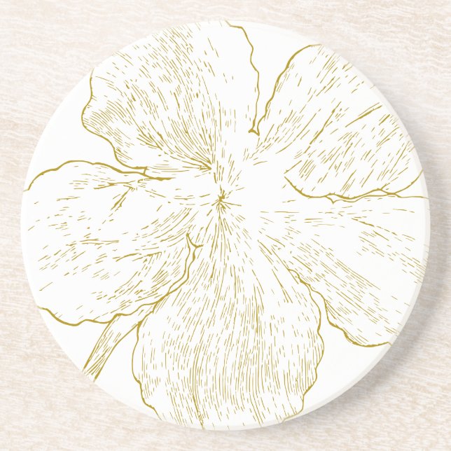 Posavasos ​Elegant Golden Floral Abstract Line Art (Frente)