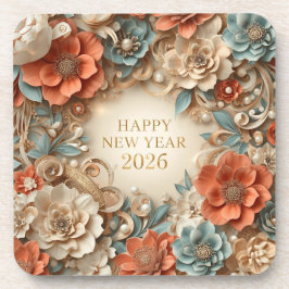Posavasos elegant happy new year floral coasters