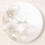 Posavasos Elegant Ivory White Flowers Sandstone Coaster<br><div class="desc">Beautiful Elegant Ivory White Flowers Sandstone Coaster</div>