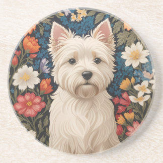 Posavasos Elegant West Highland Terrier Colorful Floral