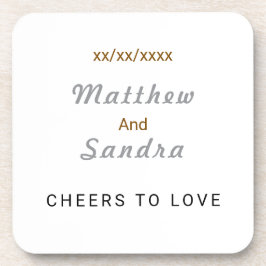 Posavasos Elegant White Minimalist Wedding Table Drink