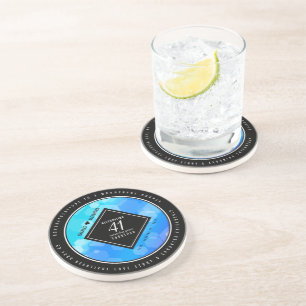 Posavasos Elegante 41° Aniversario del Boda de Topaz Azul